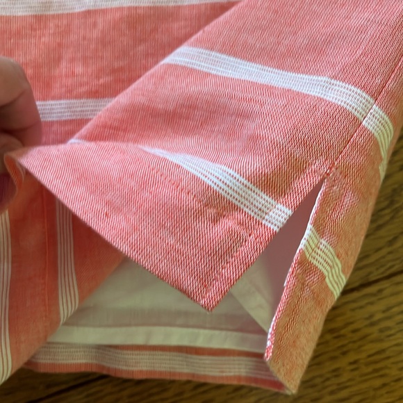 Talbots Coral Striped Linen Blend Shift Dress Pockets 2 - Picture 10 of 15